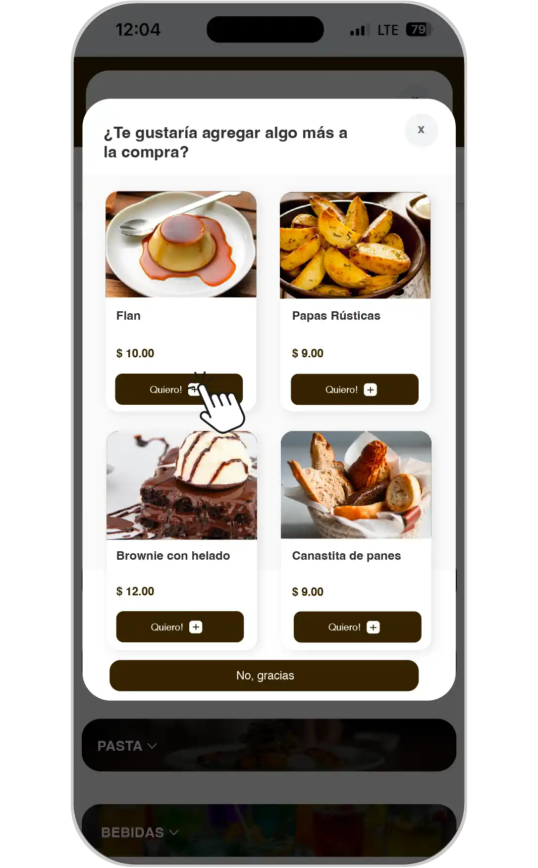 Paso 2: Cliente elige recomendaciones